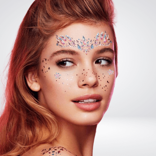 7 estilos - 1 pieza - Pegatinas de cristal 3D para tatuajes faciales - Joyas para fiestas de máscaras 🍄