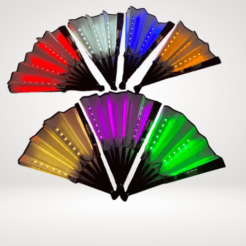 Abanico plegable con luz LED de 15 colores: perfecto para bailes y presentaciones en el escenario 🍄