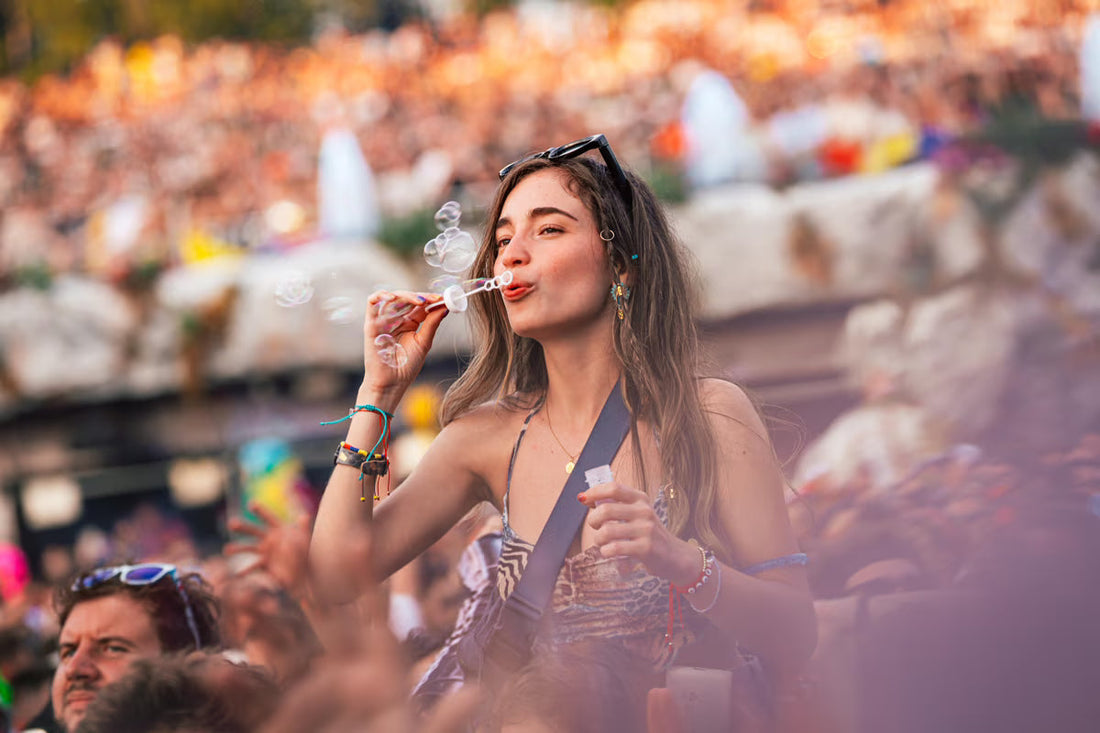 Liakara picture from Tomorrowland showcasing a woman wearing a variety of rave accessories.