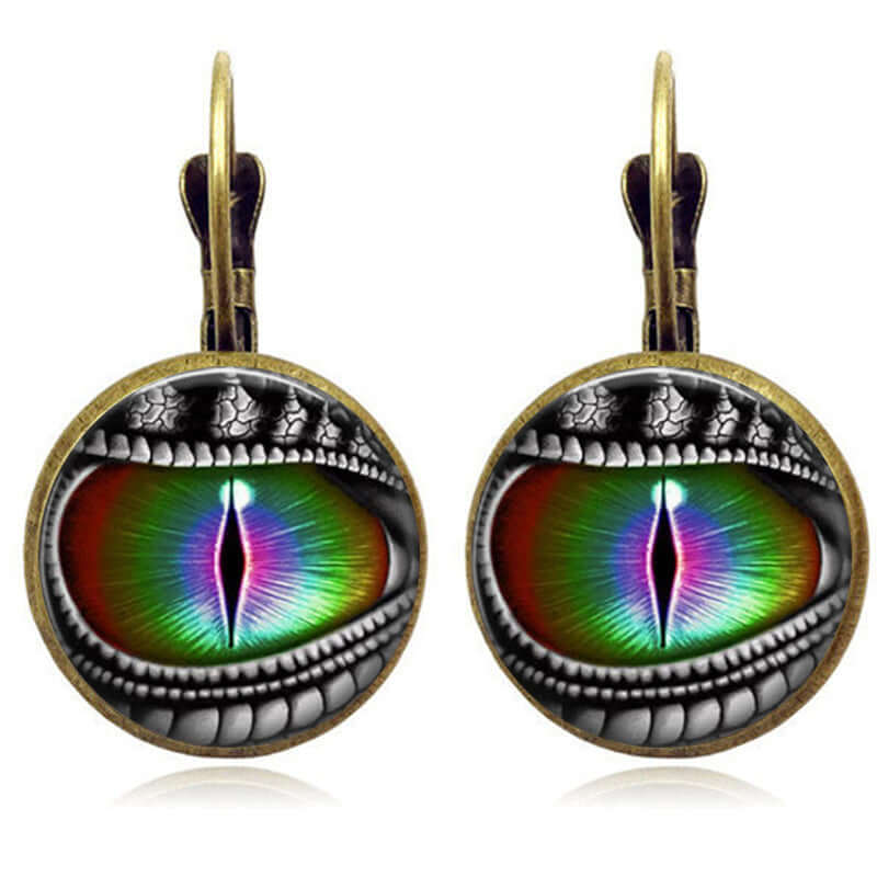 Y2K Dragon Eye Gemstone Earrings – Retro Alloy Jewelry with vibrant design for women, perfect for fantasy lovers.