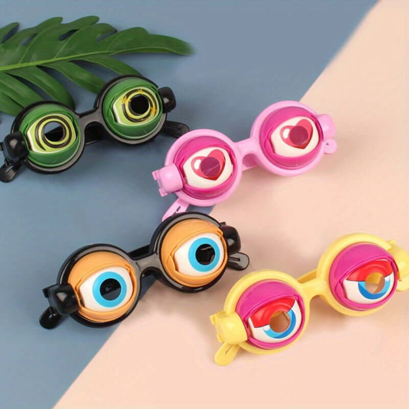 Colorful crazy eyes novelty glasses for pranks and parties, featuring vibrant mixed colors ideal for rave and fun celebrations.