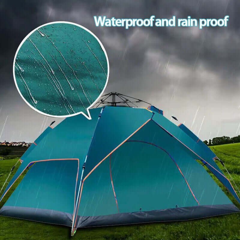 Automatic pop-up camping tent for 2-3 people in rain, featuring waterproof 210D Oxford cloth for outdoor adventures.