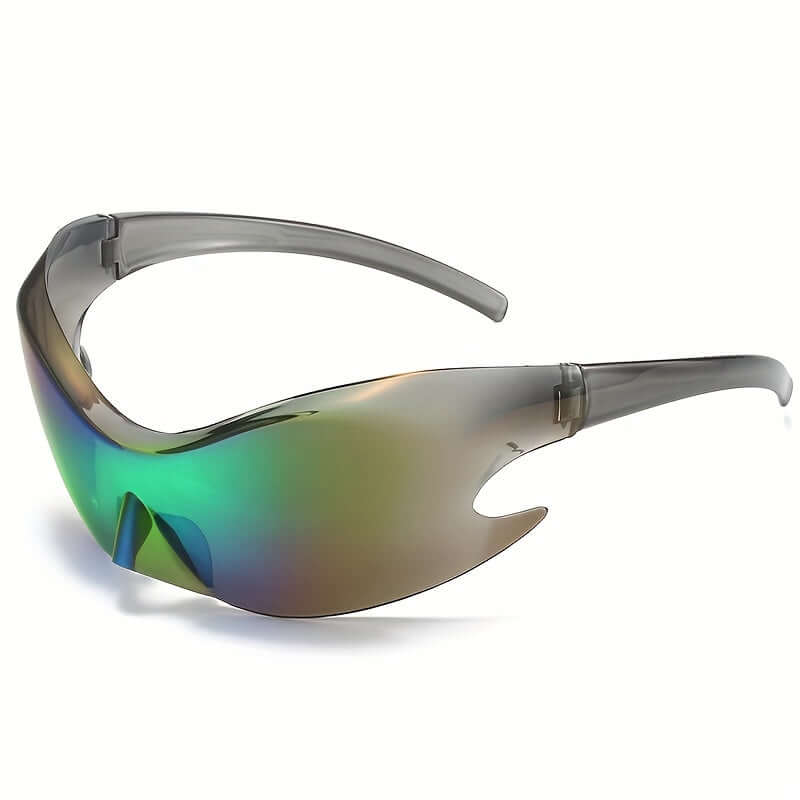 Trendy oversized Y2K rave sunglasses with gradient polycarbonate lenses and durable lightweight frame, perfect for active wear.