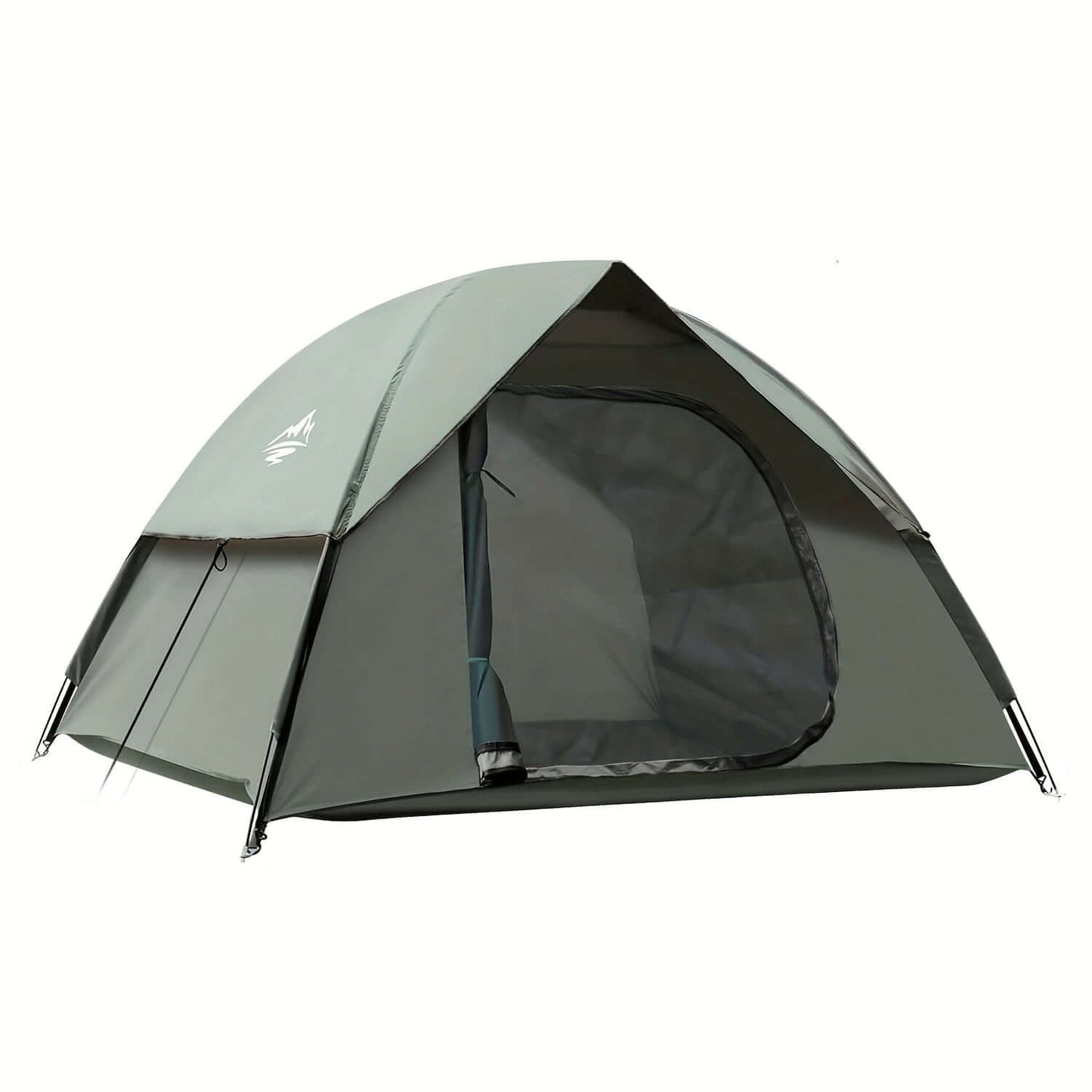 Green dome camping tent with removable rainfly, designed for easy setup and accommodating 2-3 people, lightweight for outdoor trips.