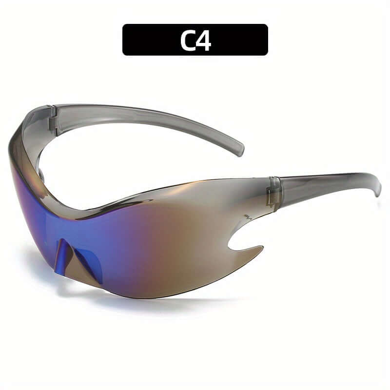 Trendy Y2K oversized one-piece sunglasses with gradient polycarbonate lenses, durable lightweight frame, C4 model.