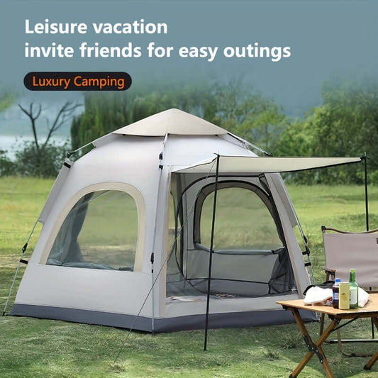 Portable outdoor tent with ceiling for 2-3 people, ideal for camping, hiking, and beach trips, lightweight and easy to set up.