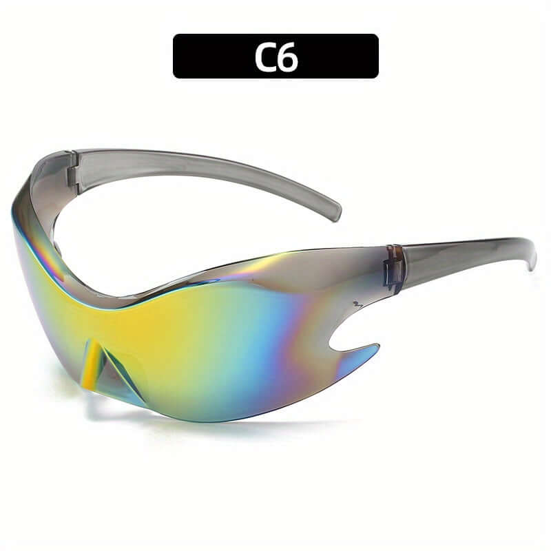 Trendy oversized Y2K rave sunglasses with gradient polycarbonate lenses and lightweight frame, perfect for fashion and active wear.