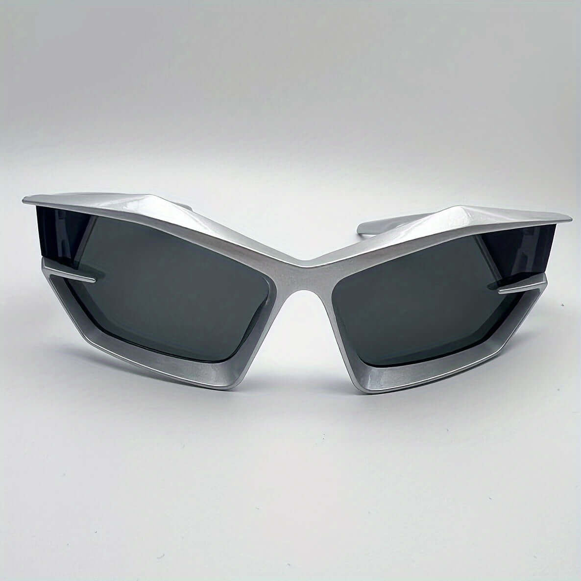 Polygonal rave glasses with anti-reflective lenses and lightweight design for outdoor climbing and hiking.