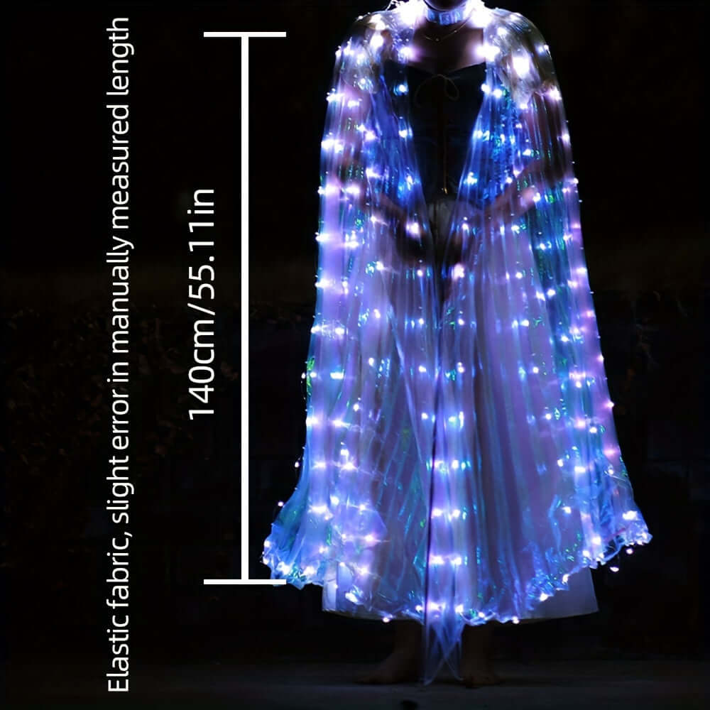 LED butterfly wings with 304 cool white lights for parties and performances, 140cm length, stunning light-up dance prop