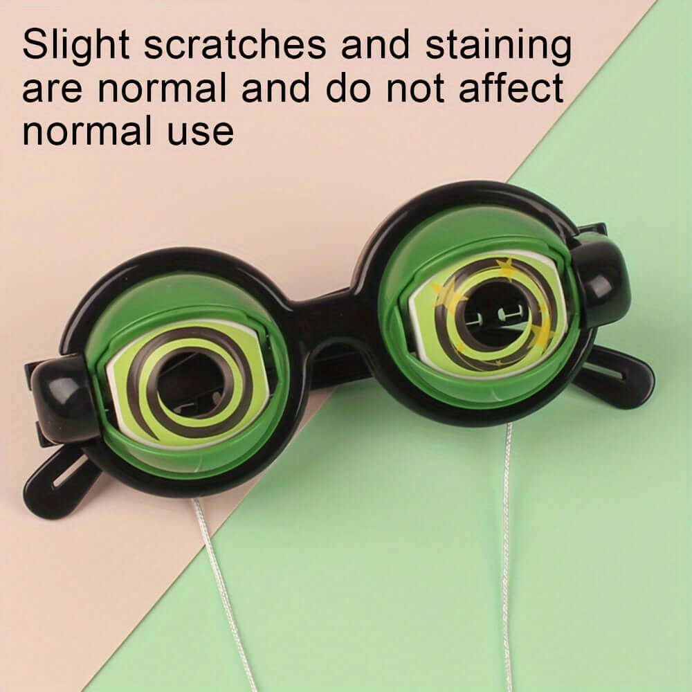 Crazy Eyes Novelty Glasses with swirling design, lightweight prank and party toy for kids and adults.