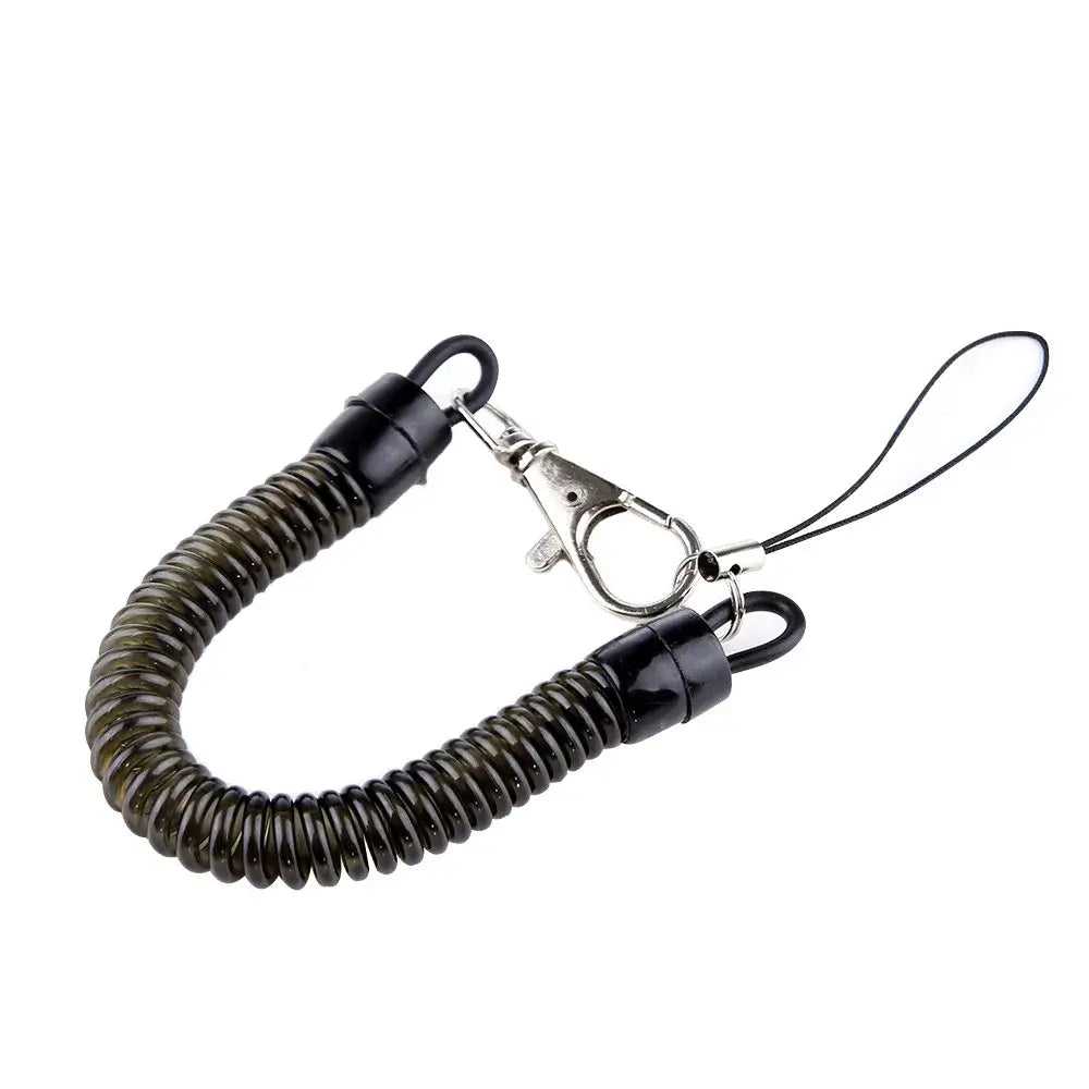 Anti-theft spring lanyard phone strap with clip for secure attachment at festivals and raves.