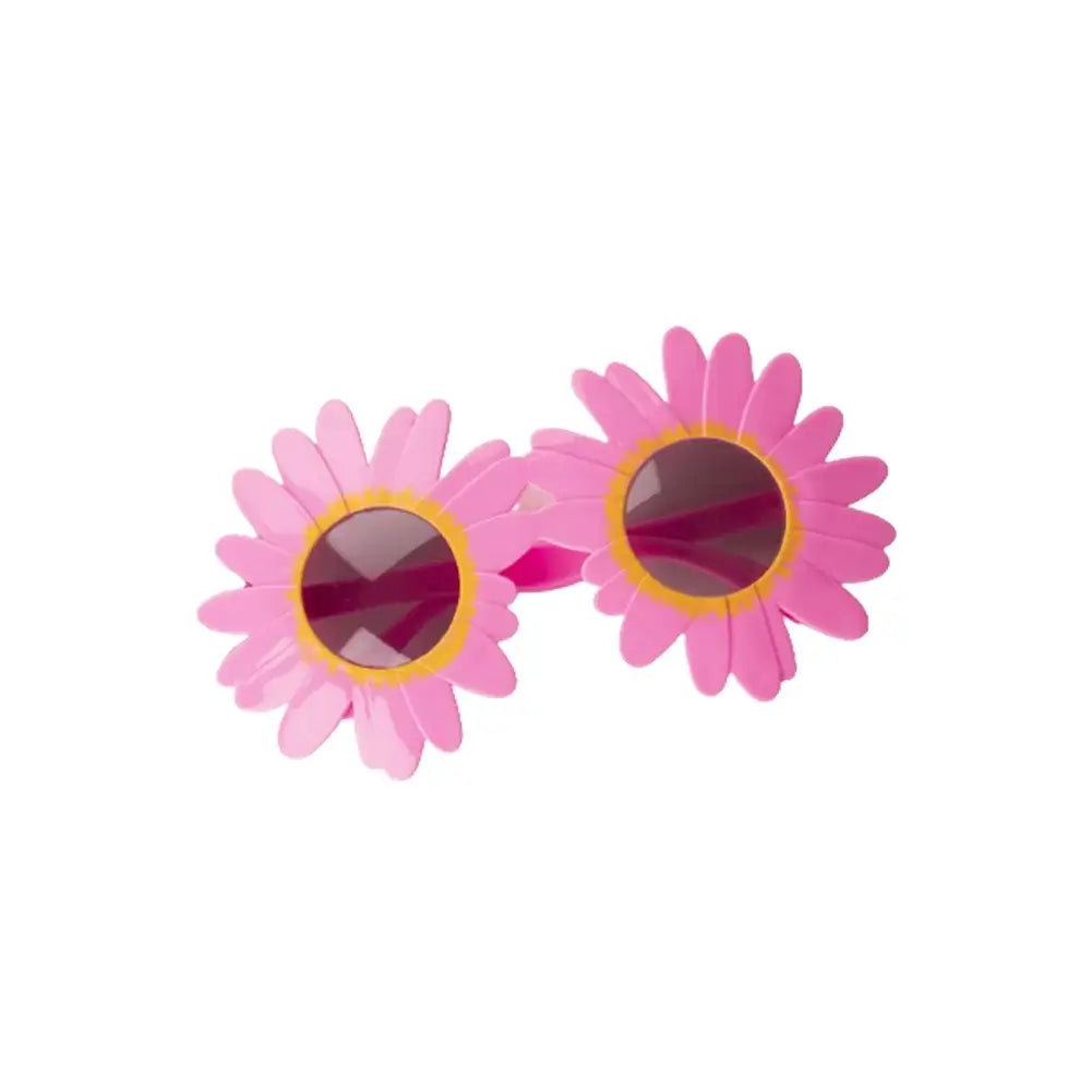 Pink festival daisy sunglasses with sunflower design, lightweight and UV400 protective lenses, perfect for parties and summer fun.