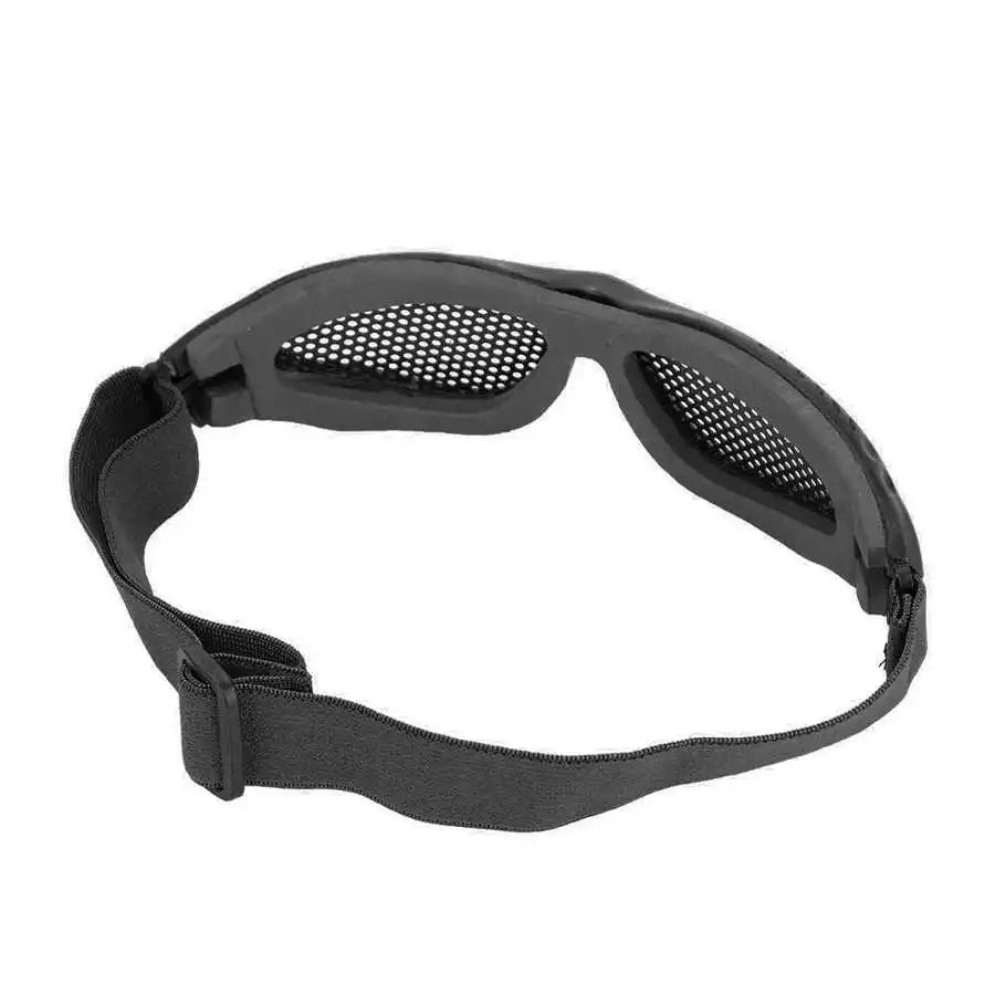 Metal mesh festival goggles with adjustable strap for rave eye protection and comfort.