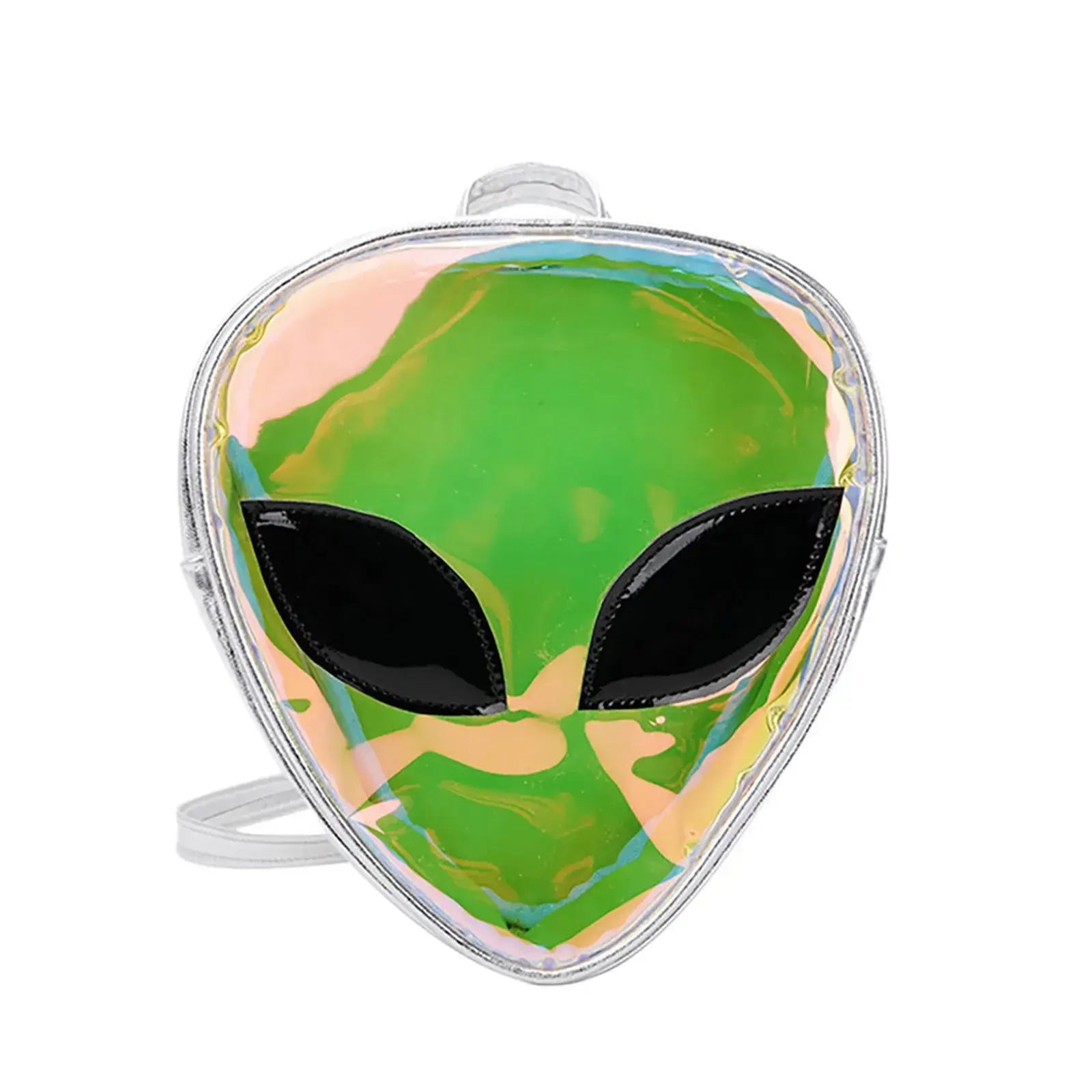 Trendy alien head jelly shoulder bag with transparent design, ideal for rave and festival fashion enthusiasts.