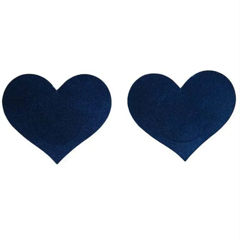 Heart-shaped ultra-thin laser sequin nipple covers in navy blue, perfect for stylish coverage at festivals and parties.