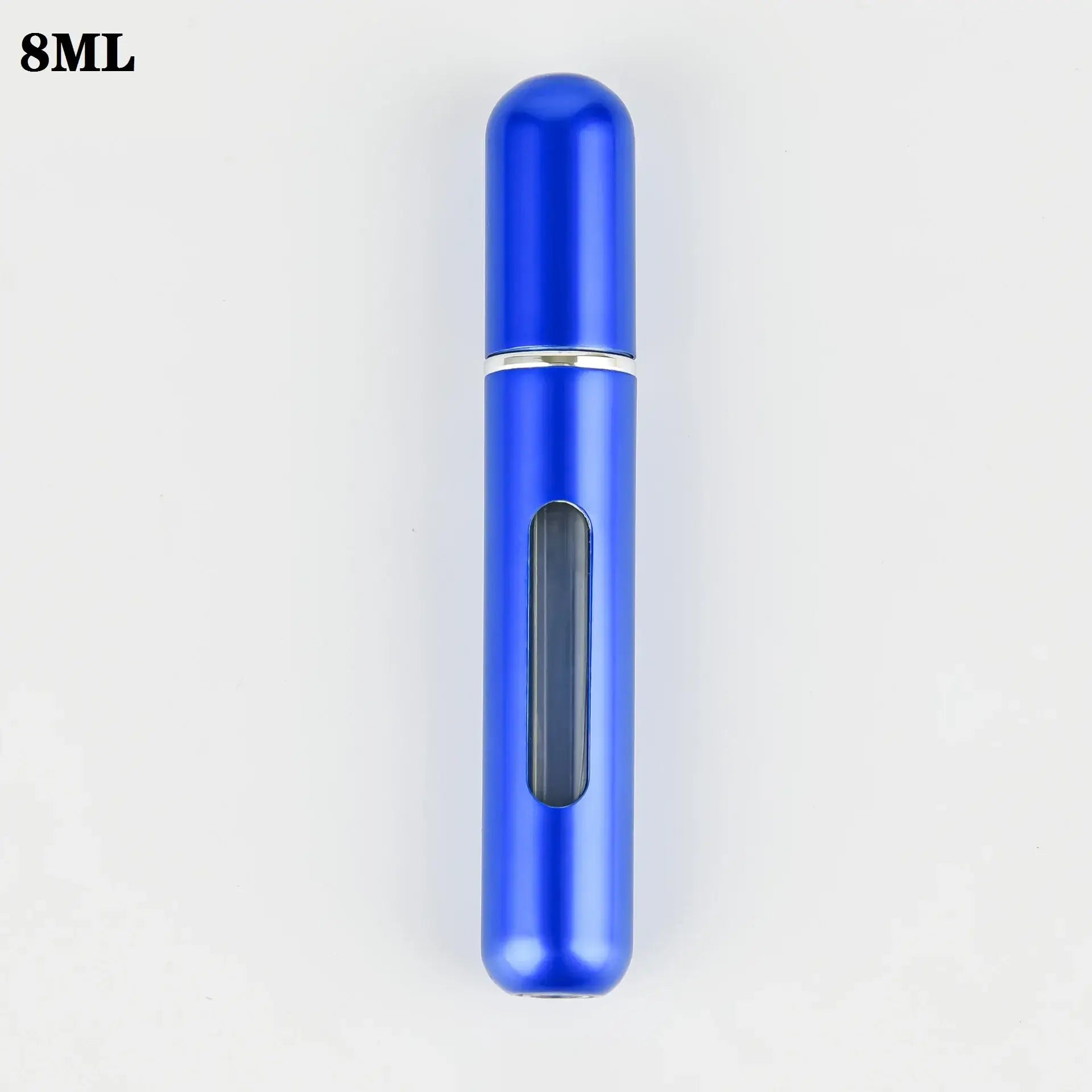 Blue 8ml refillable perfume atomizer bottle for travel and daily use.