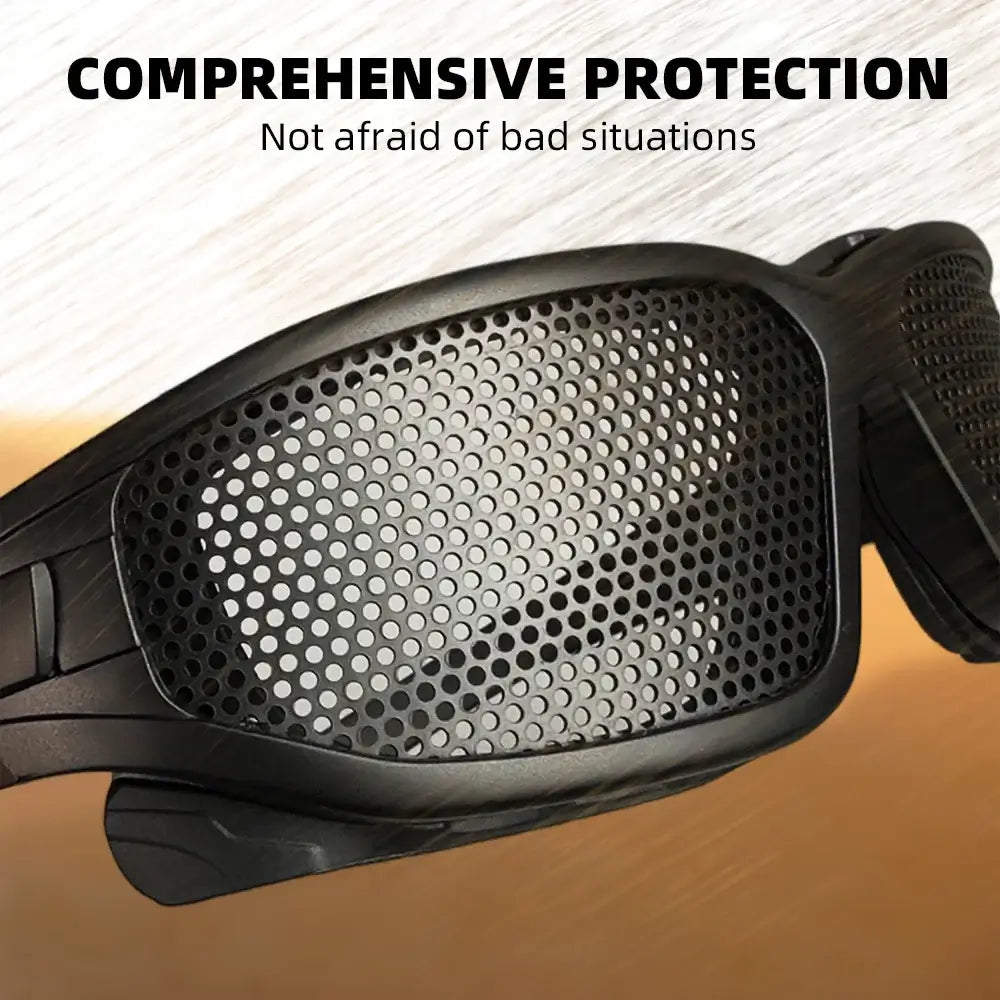 Tactical mesh goggles with impact-resistant design for festival and rave protection.