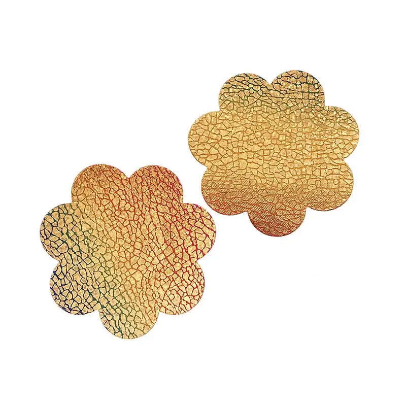 Ultra-thin laser sequin nipple covers with adhesive, floral design, ideal for stylish coverage, raves, and festivals.