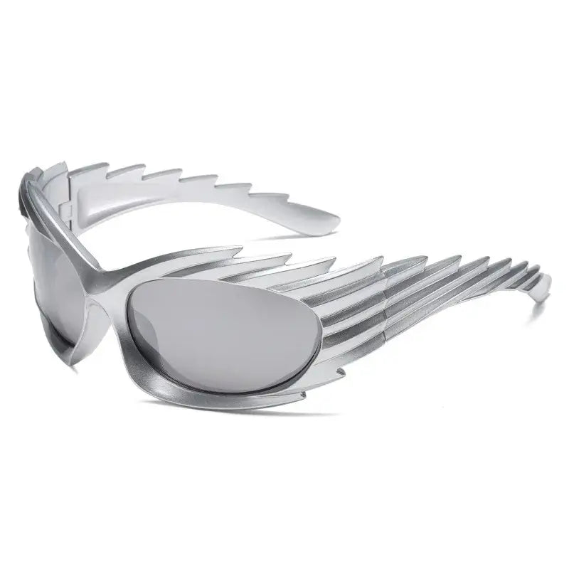 Y2K punk one-piece rimless sunglasses with futuristic design for men and women