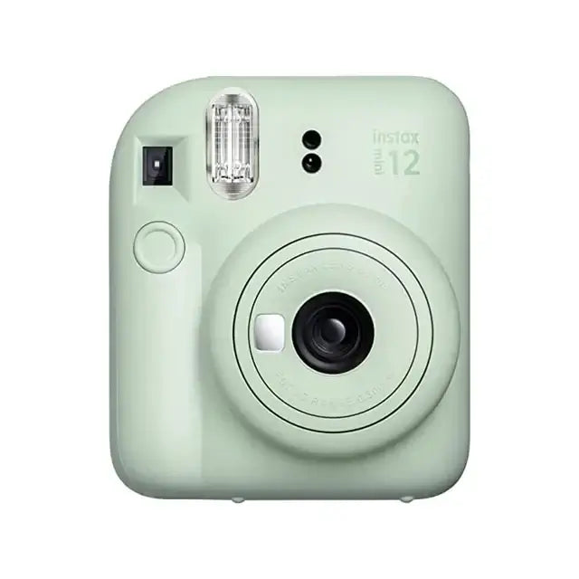 Fujifilm Instax Mini 12 Instant Camera in Mint Green, compact and stylish for capturing high-quality instant photos on the go.