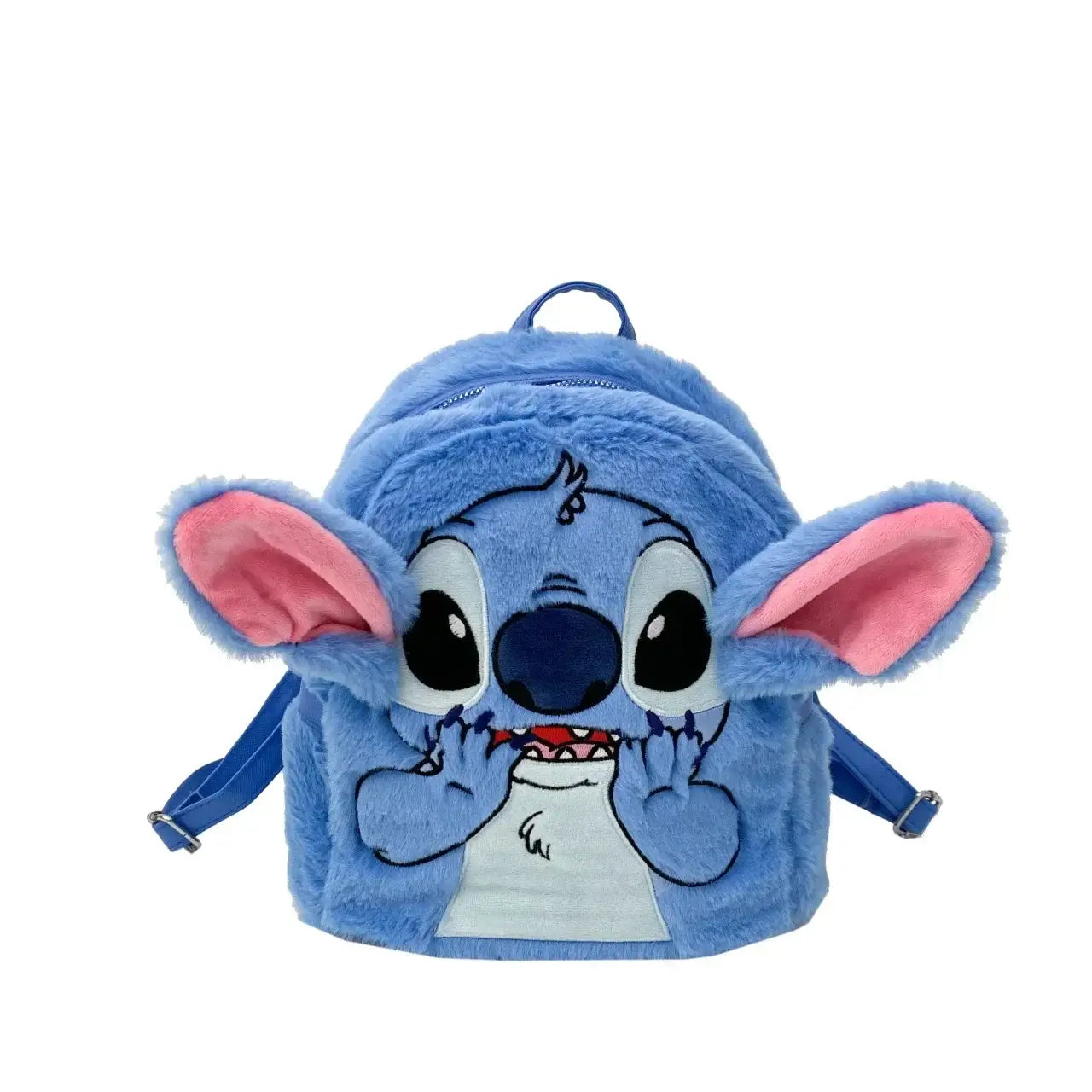 Cartoon Stitch kids mini backpack in blue with adorable design and soft handle, perfect for festivals and daily use.