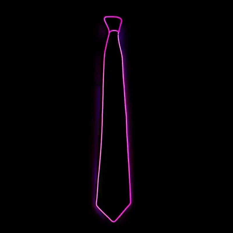 Pink LED neon glow tie for rave parties and festivals, light-up costume accessory, battery operated, vibrant and stylish design