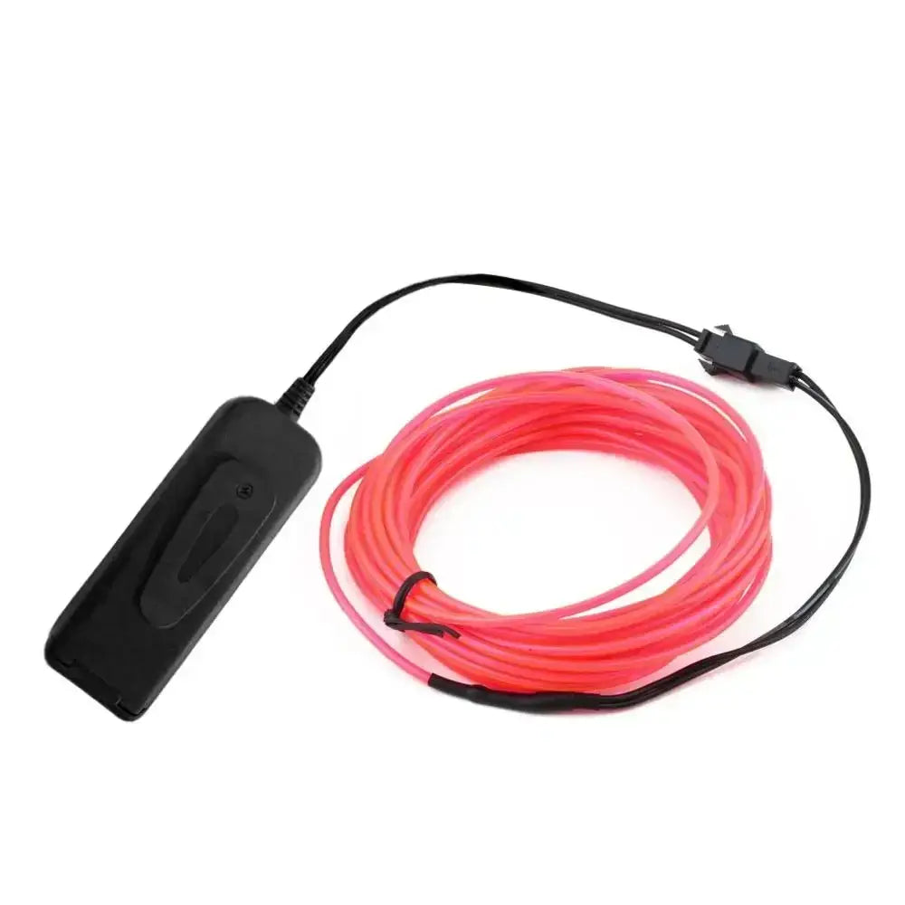 Pink EL Wire LED Neon Glow Cable with Black Controller for DIY Costumes and Decor