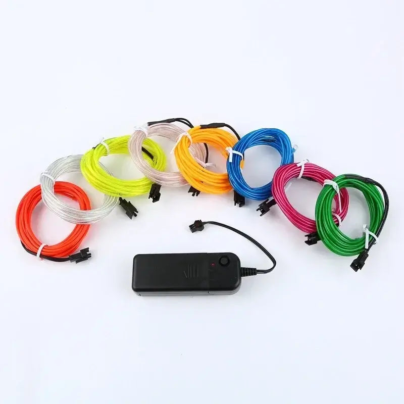 Colorful EL Wire LED Neon Glow Cables with Power Supply for DIY Costumes and Events