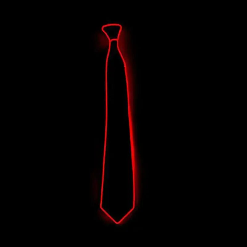 Red LED neon glow tie for rave parties, perfect light-up costume accessory for festivals and club nights, battery operated.