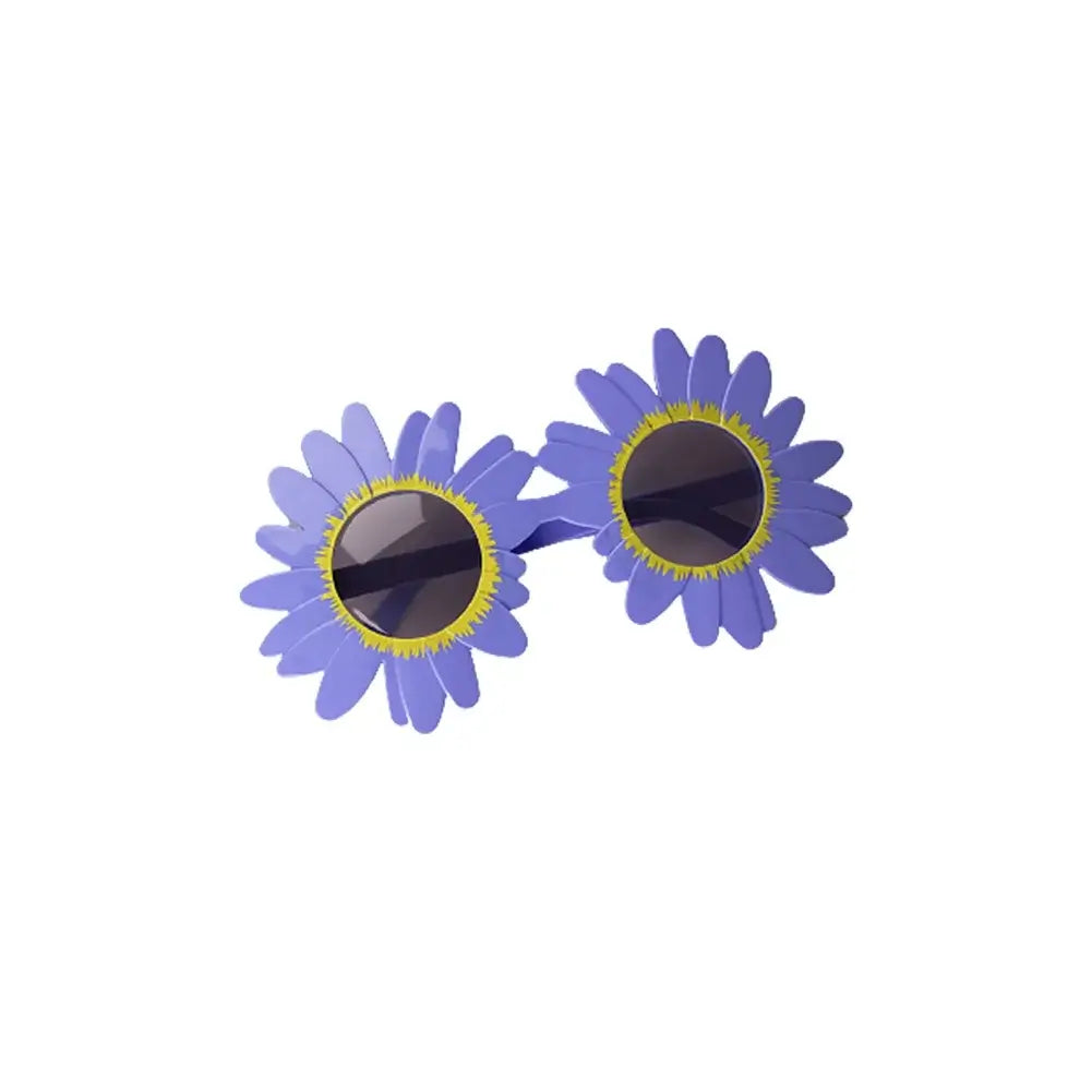 Festival Daisy Sunglasses with purple sunflower design and UV400 lenses for parties and festivals.