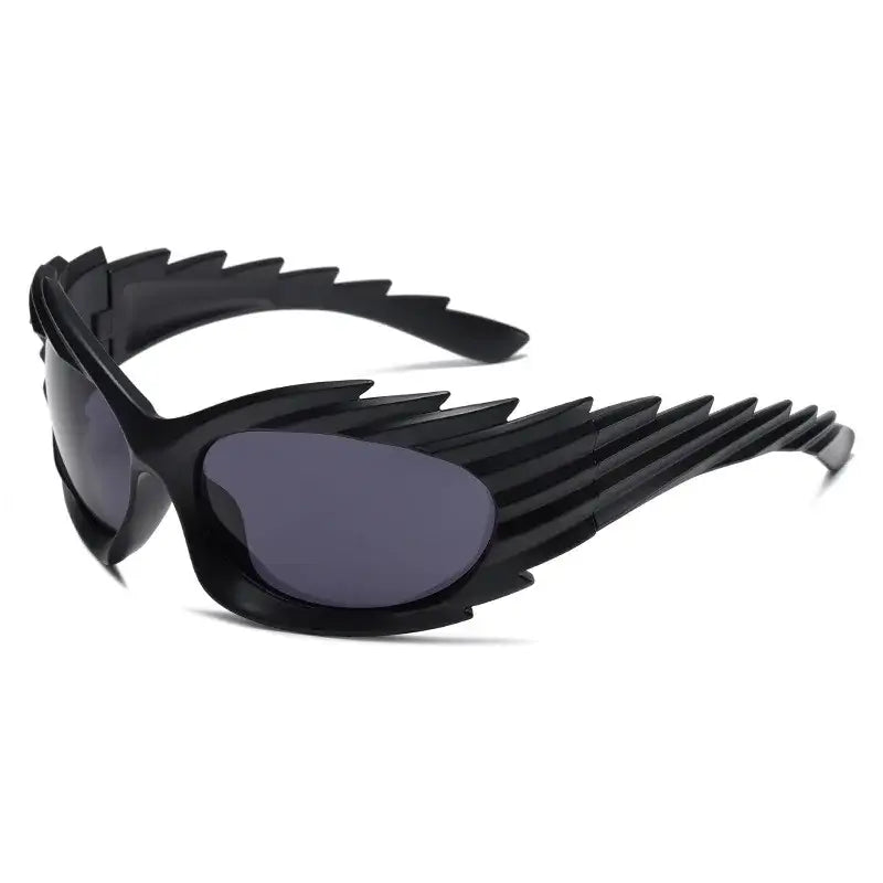 Y2K Punk Rimless Rave Sunglasses with Black Edgy Design for Men and Women