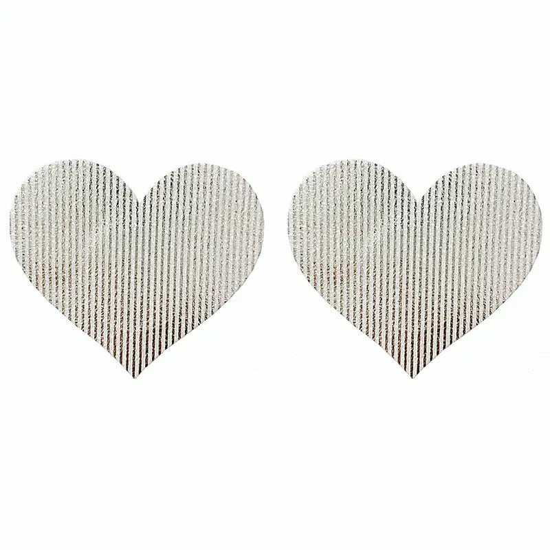 Ultra-thin heart-shaped sequin nipple covers, disposable adhesive pasties for stylish, lightweight, and breathable coverage.