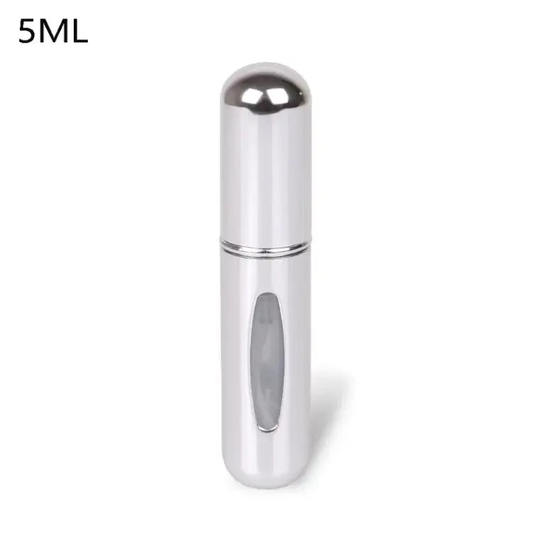 Silver 5ml refillable perfume atomizer bottle for travel use