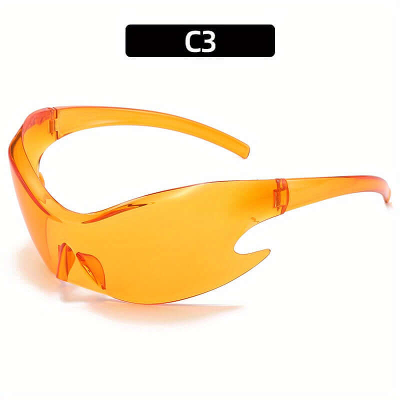 Trendy Oversized Y2K Rave Sunglasses with Orange Polycarbonate Lenses and Frame