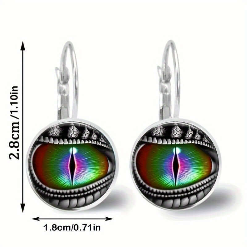 Y2K Dragon Eye Gemstone Earrings with vibrant retro design and durable alloy material, perfect fantasy accessory for women.